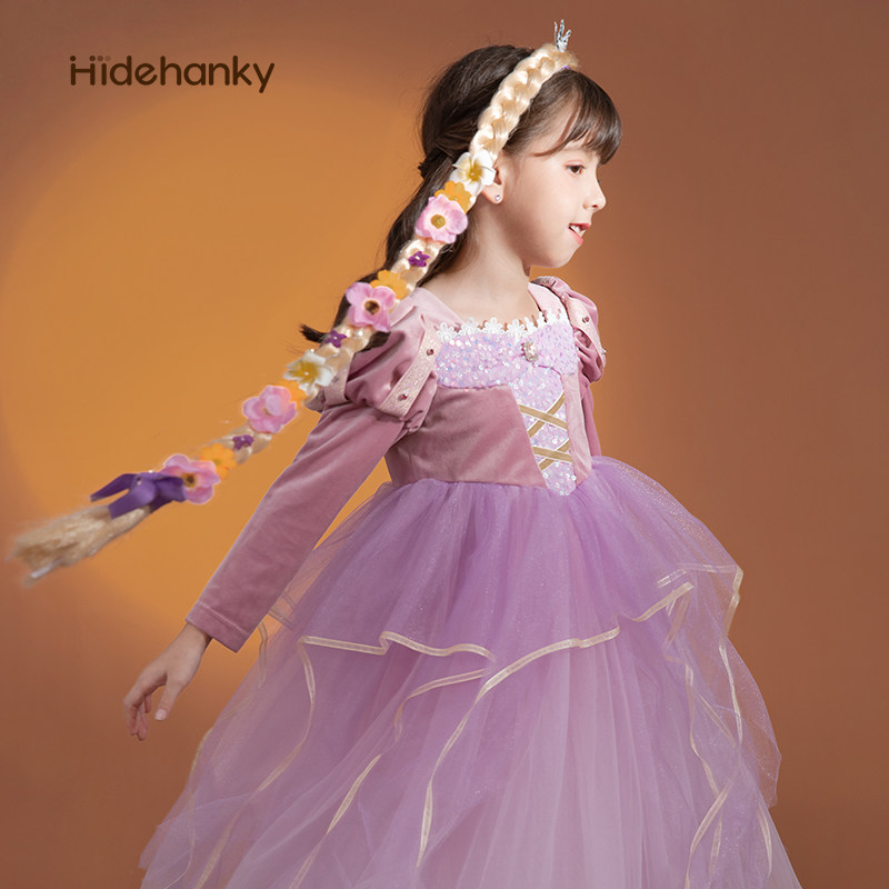 丢手绢女童公主裙长发公主蓬蓬裙