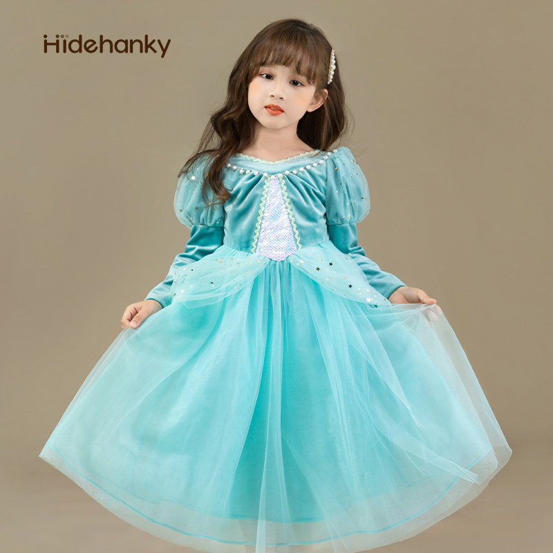 丢手绢女童公主春秋连衣裙高端
