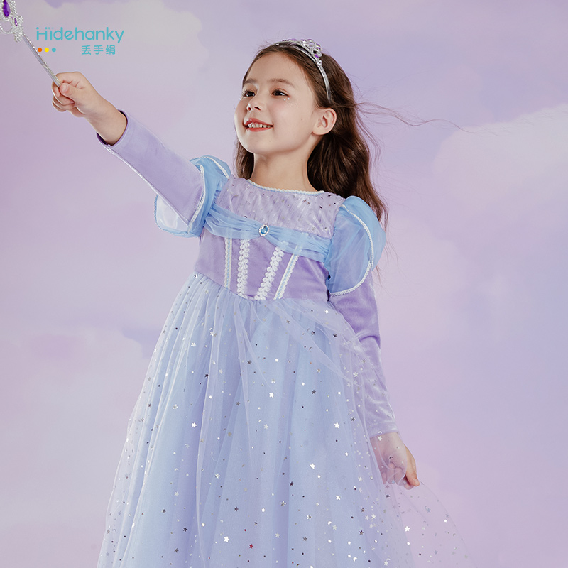 丢手绢女童公主连衣裙秋冬季