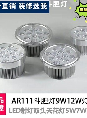led豆胆灯灯芯AR111斗胆灯杯3W12瓦灯座双头天花板投射灯内胆光源