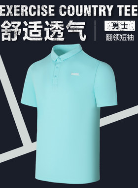 天龙翻领短袖运动T恤男夏季健身跑步网球服速干透气POLO衫C-T2205