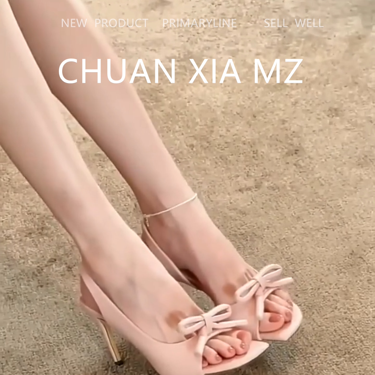 羊皮版~粉色蝴蝶结露趾凉