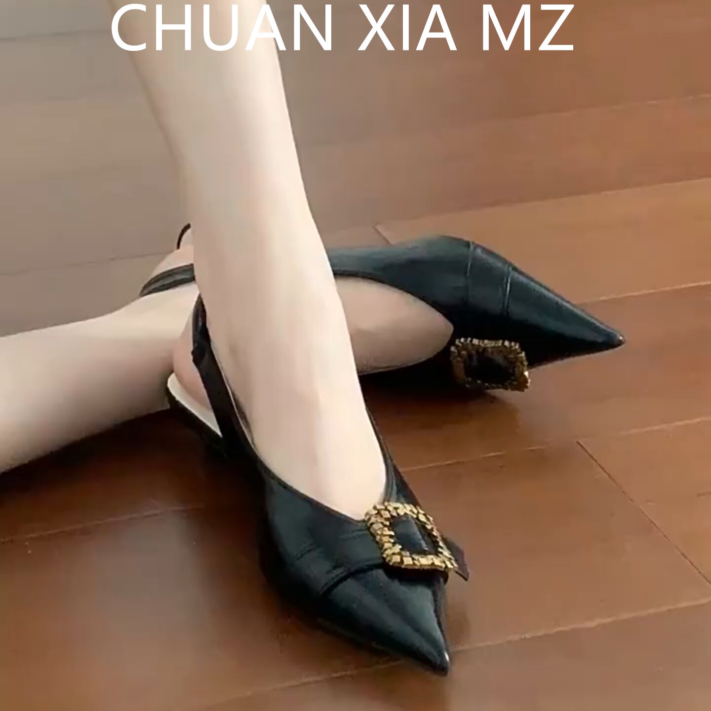 羊皮版!时尚金属扣尖头