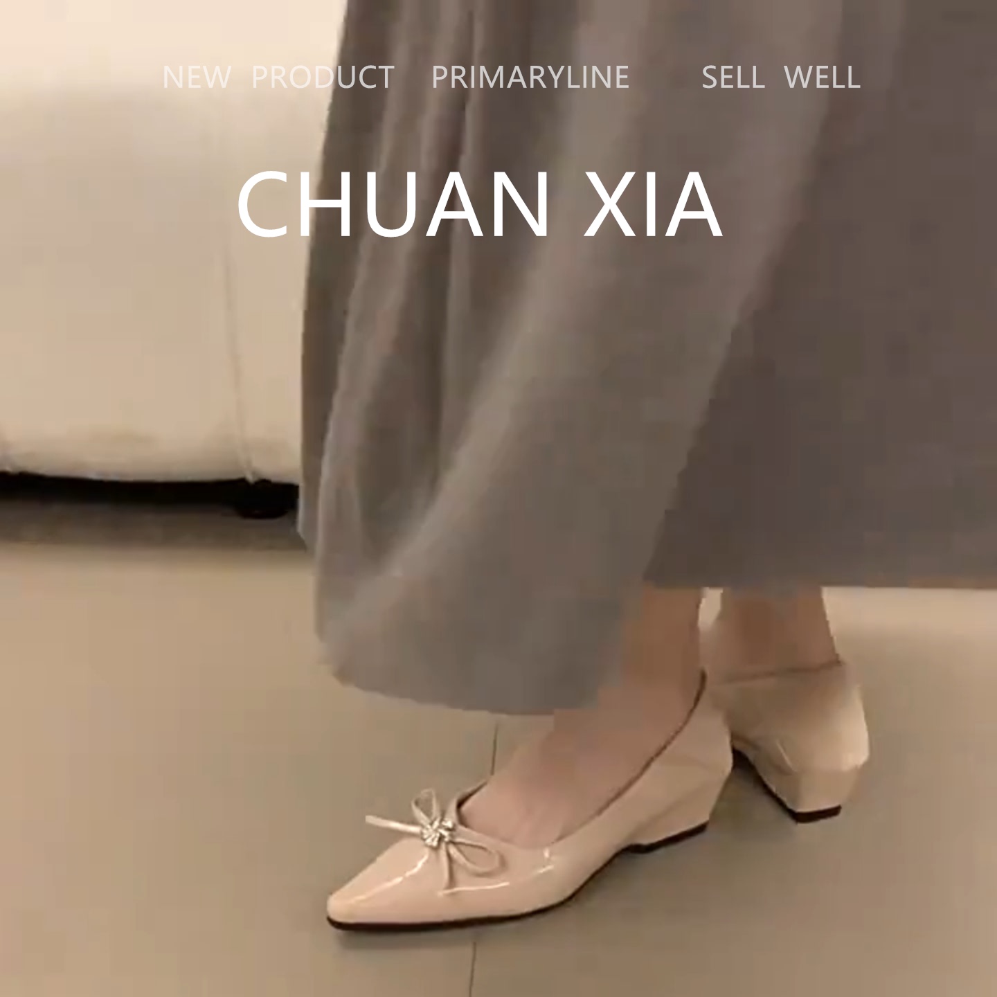 羊皮版!水钻蝴蝶结坡跟