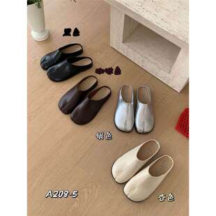 韩式 JIA RUI 休闲浅口单鞋 软皮穆勒鞋 一脚蹬懒人鞋 MEI 分趾半拖鞋