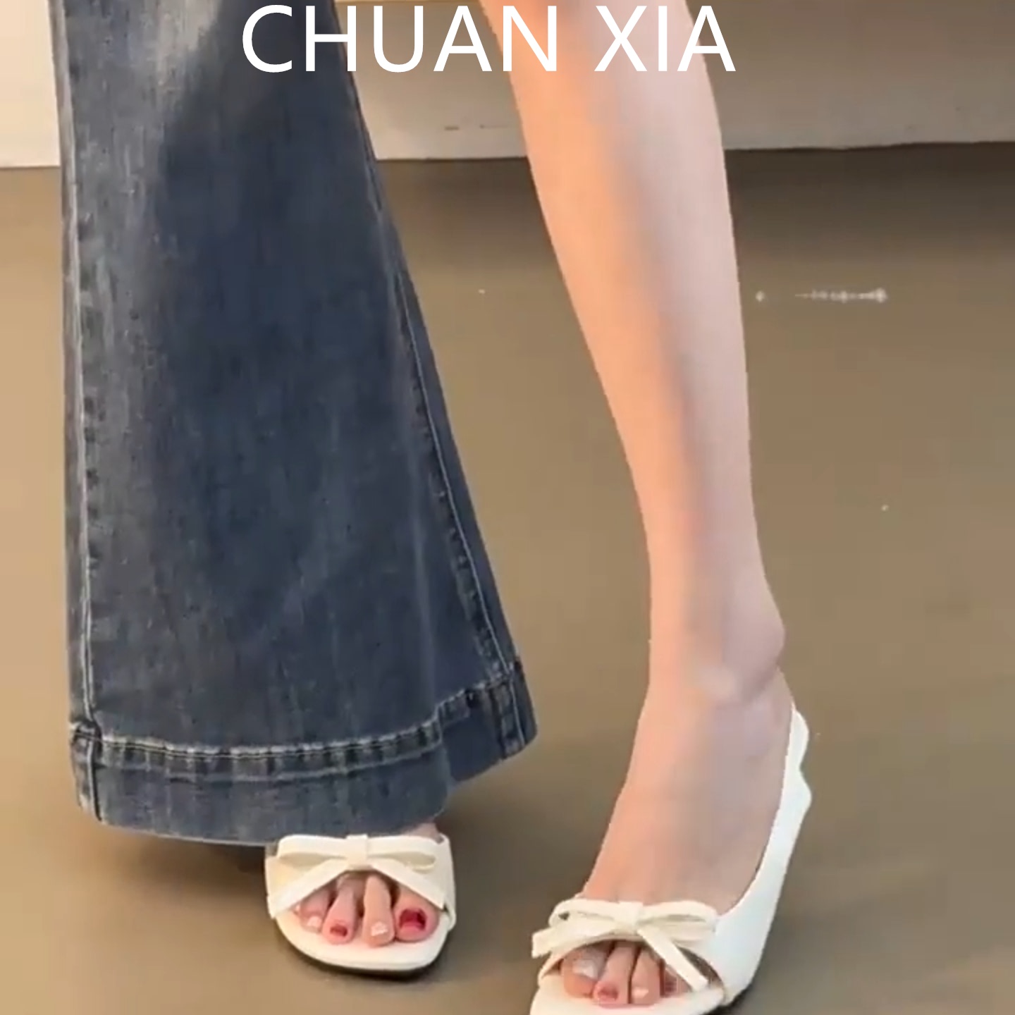 羊皮版~甜美蝴蝶结细跟凉