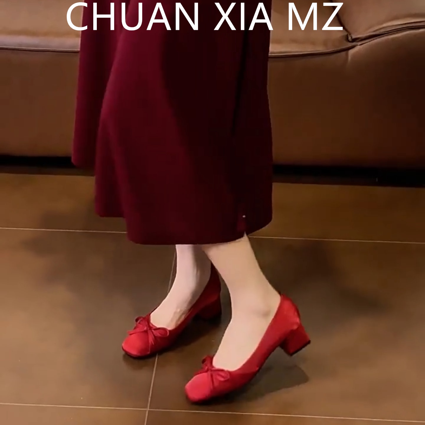 羊皮版·蝴蝶结方头浅口
