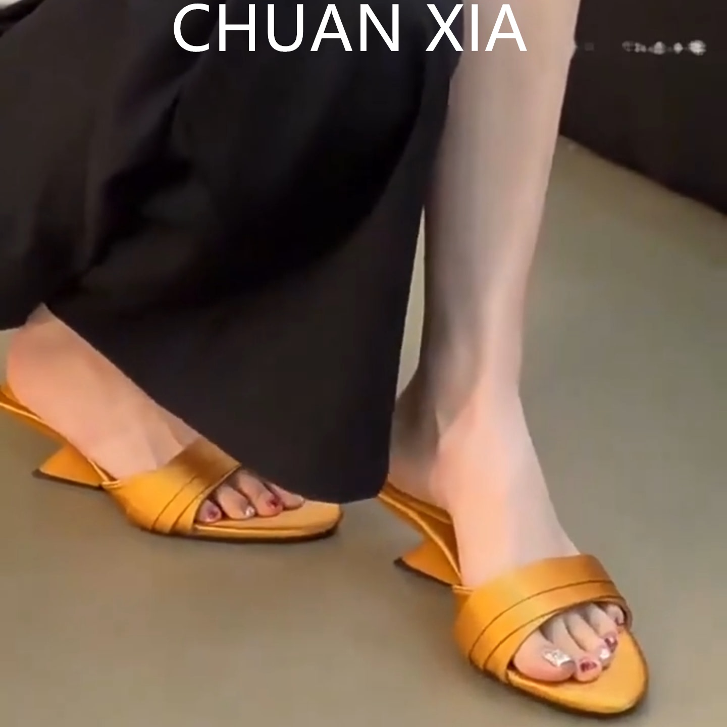 羊皮版~小香风拼接方头鞋