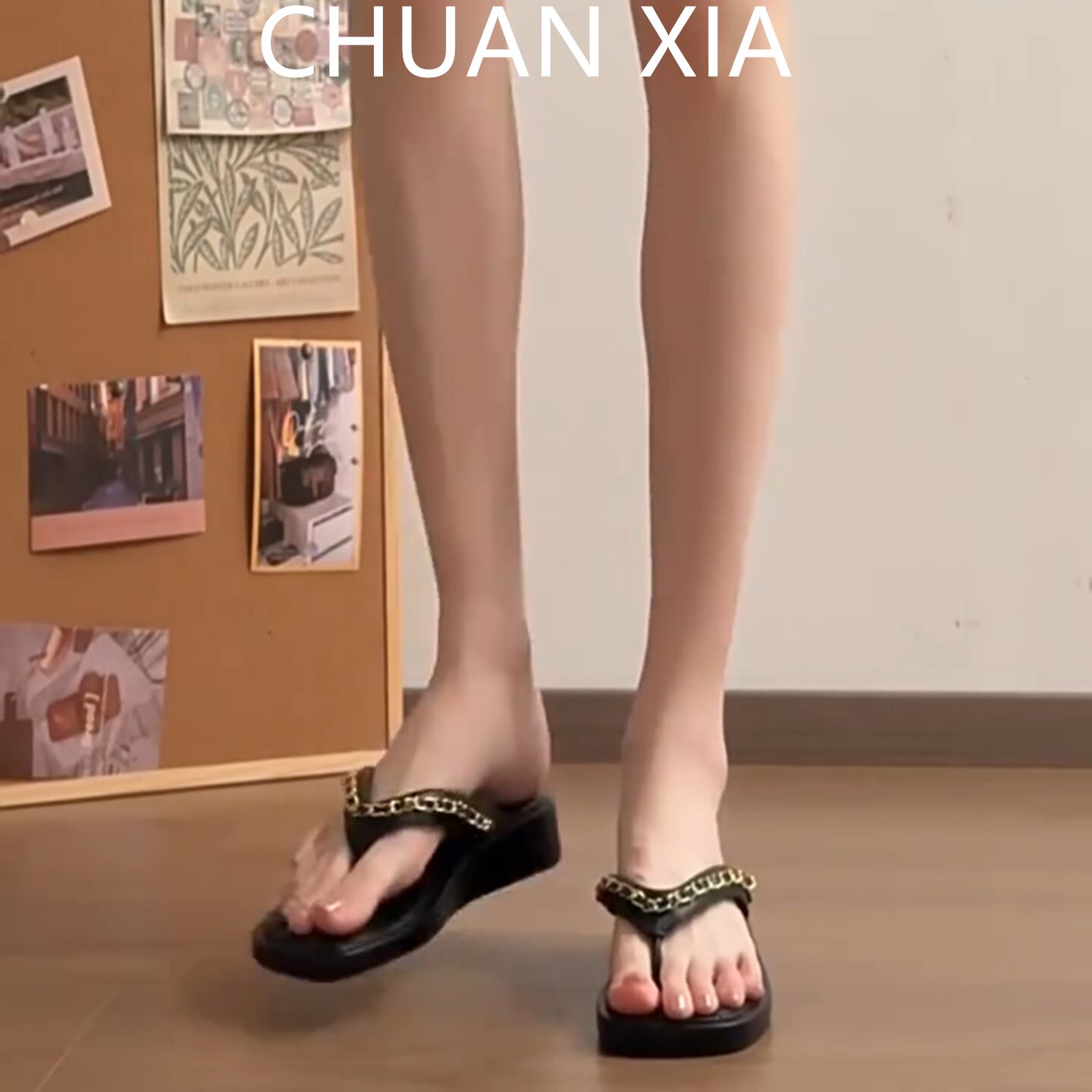 羊皮版！性感金属扣夹趾