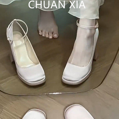 羊皮版~温柔方头粗跟玛丽珍鞋女浅口防水台高跟鞋粉色甜美风凉鞋,女鞋,浅口单鞋,淘宝优惠券,粉丝福利购,淘宝优惠卷