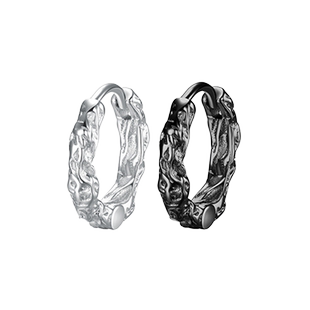 s990银耳针耳钉男潮高级感霸气个性单只气质做旧小众酷帅女银耳饰