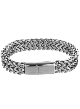 磁吸扣双层古巴手链男欧美钛钢