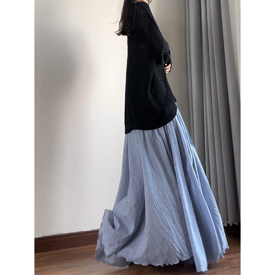 读衣术清冷感禅意半身裙长款棉麻
