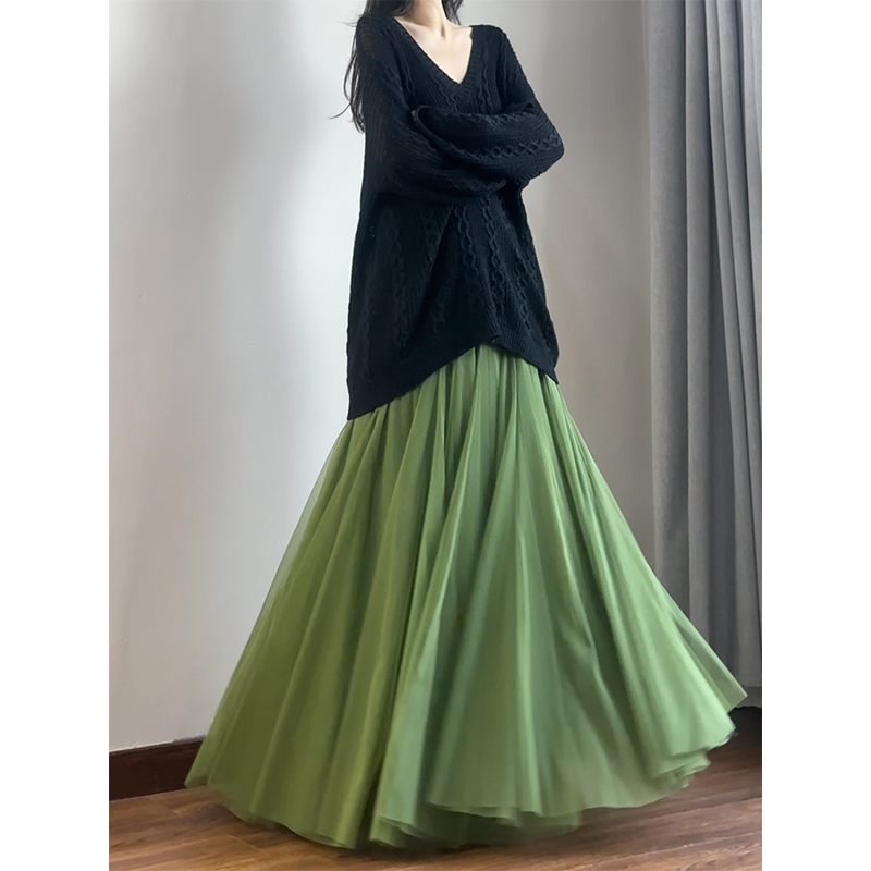 读衣术两层网纱半身裙长款及踝