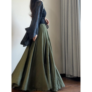 超长款 读衣术艺术感棉麻半身裙 长裙 冷淡系A版 大摆舞蹈裙子 长款