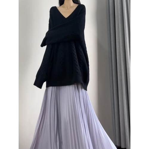 灰色毛衣女秋冬慵懒高级感宽松