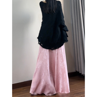 读衣术粉色吊带裙女春夏长裙子宽松缎面裙子气质显瘦鱼尾裙连衣裙