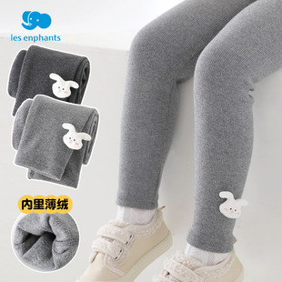 子 纯棉宝宝秋冬加厚外穿加绒薄绒儿童裤 丽婴房女童打底裤 春秋薄款