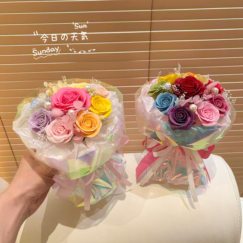 高级感玫瑰仿真花肥皂花永生花束成品见面送女神节生日礼物香皂花