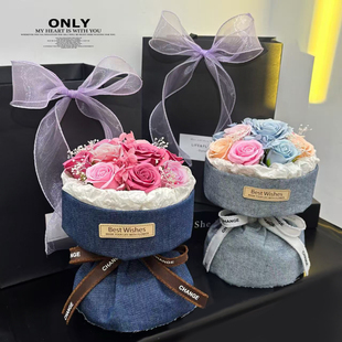 高级感玫瑰仿真花肥皂花永生花束成品见面送情人节生日礼物香皂花