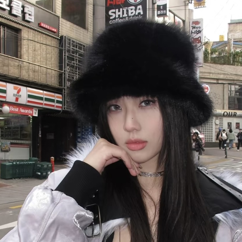 冬季大头围复古毛绒渔夫帽