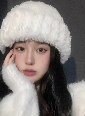 毛绒绒显白减龄保暖针织毛线帽