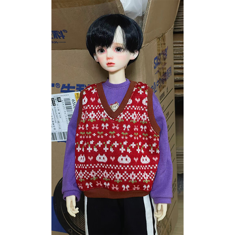 肥仔大佬4分体bjd内搭娃衣dfh马甲背心4分bjd针织v领马甲背心娃衣