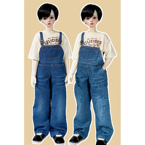 肥仔大佬4分bjd牛仔背带裤娃衣4分dfh纤细体牛仔裤娃裤