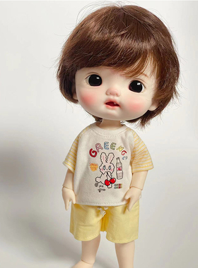 肥仔大佬6分bjd插肩袖T恤短袖娃衣6分柯基体gl小6体短袖