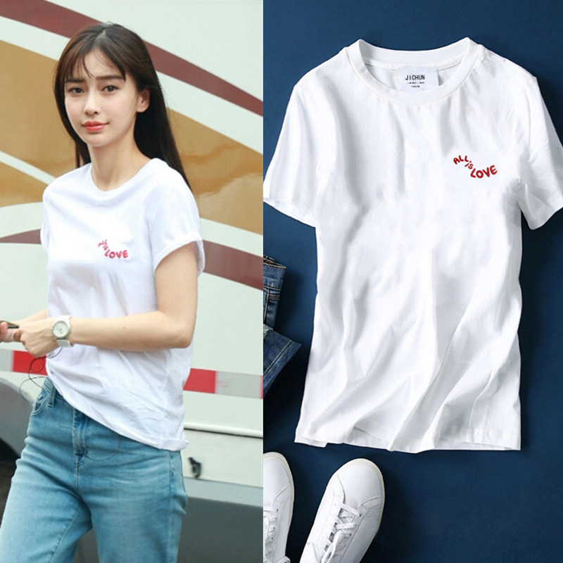 我的真朋友杨颖程真真baby同款刺绣短袖衣服女半袖t恤洋气夏纯棉|msdalam kategori Butik wanita / wanita, baju-T - dari Buy2taobao.com untuk memberikan perkhidmatan ejen Taobao profesional membeli