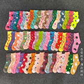 袜子男女式 满印 亮色百搭涤棉中帮可爱学生韩版 潮中筒袜薄款 春夏季