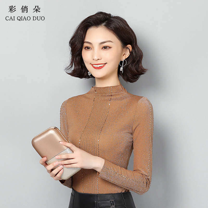 加绒加厚打底衫女士秋冬大码百搭蕾丝保暖上衣服时尚内搭洋气小衫