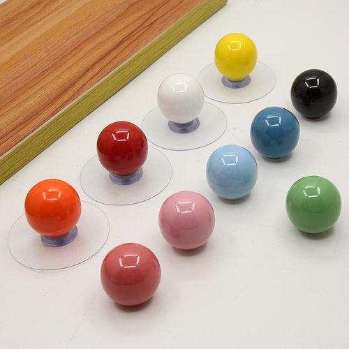 免打孔彩色多巴胺柜门拉手圆球形瓶盖提手柄抽屉衣橱柜餐边柜把手