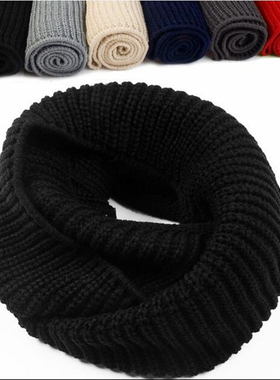 围巾2025冬季男女新款围脖韩版百搭护颈黑色套头毛线脖套高级感