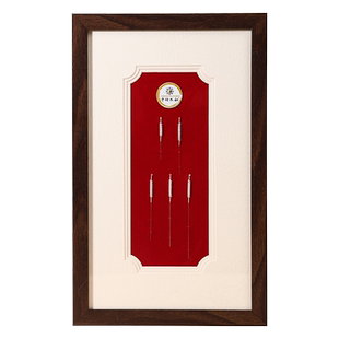 中研太和盘龙柄银针镜屏版新中式养生馆文创摆件挂件