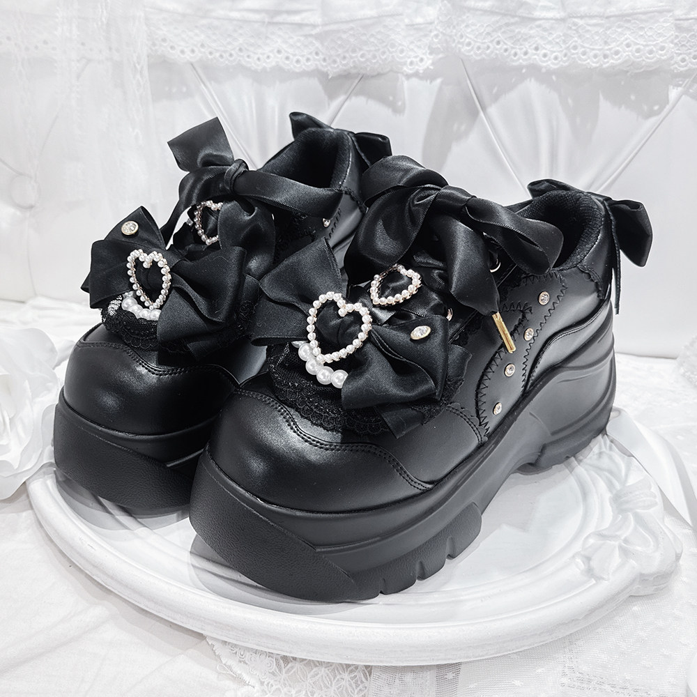 thumbnail for Transfer student Showa Bubble original deep-mouthed platform shoes spring and autumn Japanese muffin shoes versatile bud women's shoes