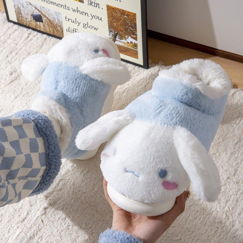 玉桂狗棉拖鞋冬季保暖包跟学生大耳狗宿舍加绒高帮厚底家居鞋女生