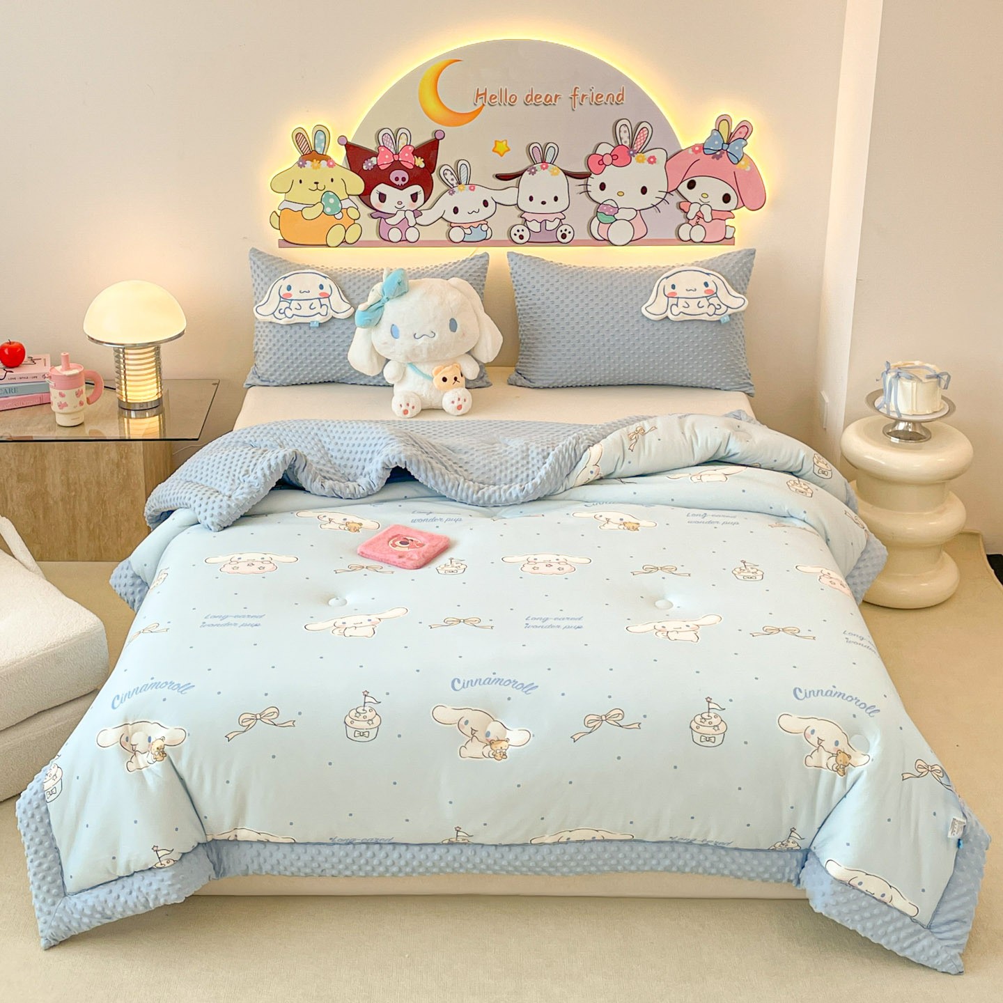 玉桂狗秋冬卡通A类针织棉豆豆棉花被儿童安抚被加厚学生宿舍被子