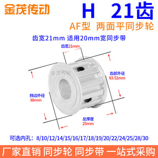 20H型075现货同步轮 H21齿AF齿宽21同步带轮内孔8
