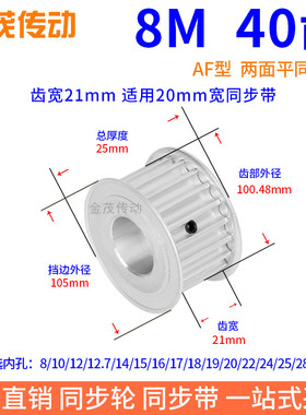 8M40齿AF齿宽21同步带轮内孔8 10 12 14 15 17 19 20 22 24同步轮