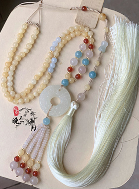 春不晚 貔貅平安扣国风串珠背云长流苏璎珞项链新中式