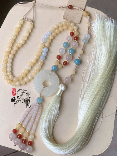 春不晚 貔貅平安扣国风串珠背云长流苏璎珞项链新中式