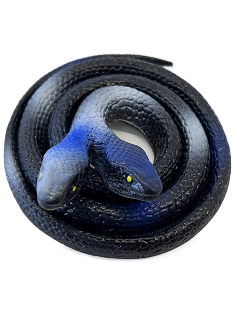仿真蛇双头软胶蛇两头眼镜蛇儿童玩具假蛇蓝黑蓝绿色动物模型摆件