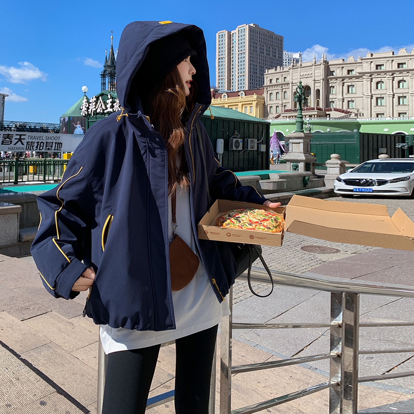 丈青色气质简约时髦派克服外套女冬季2025新款加绒夹棉加厚棉服