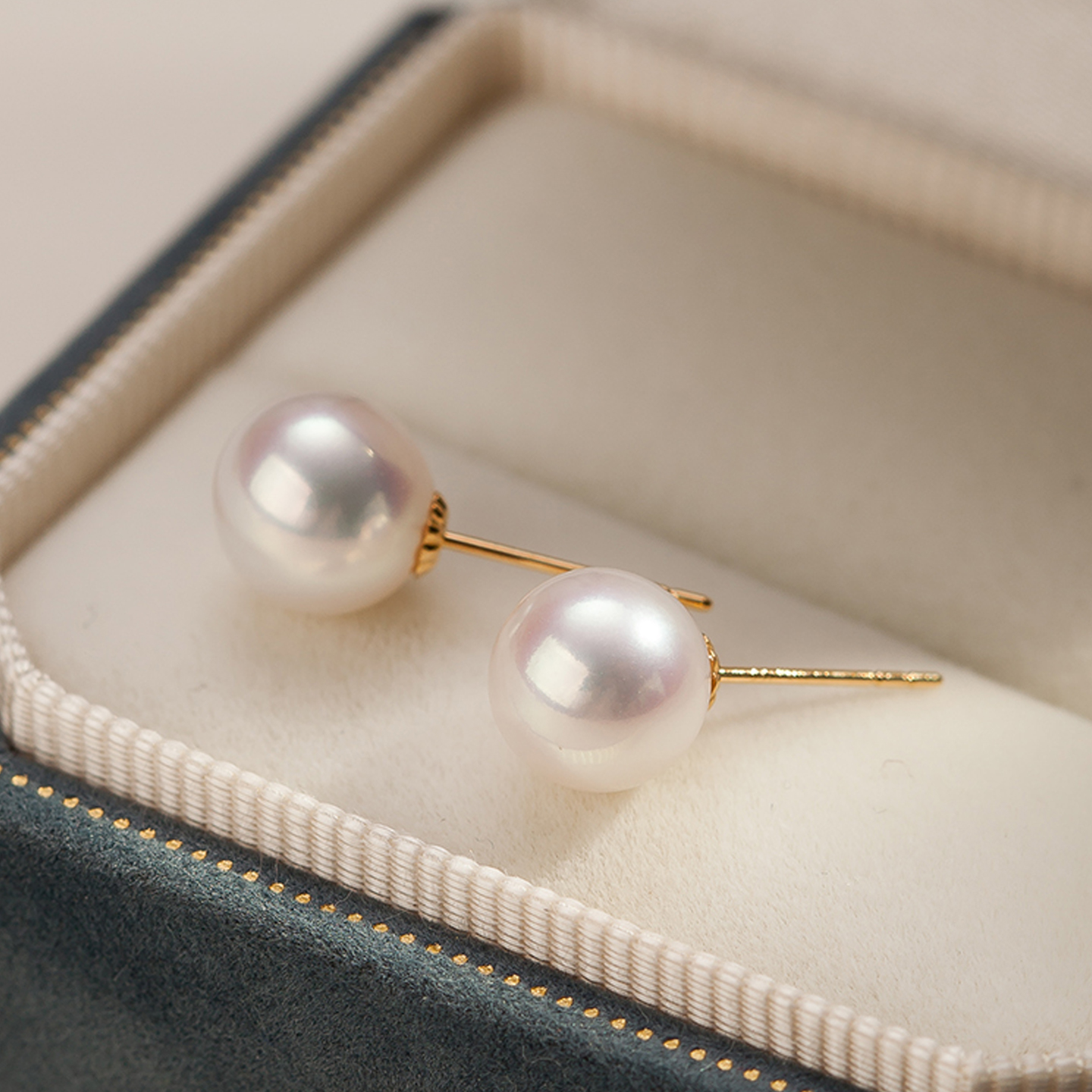 极强光18k天然淡水珍珠耳钉