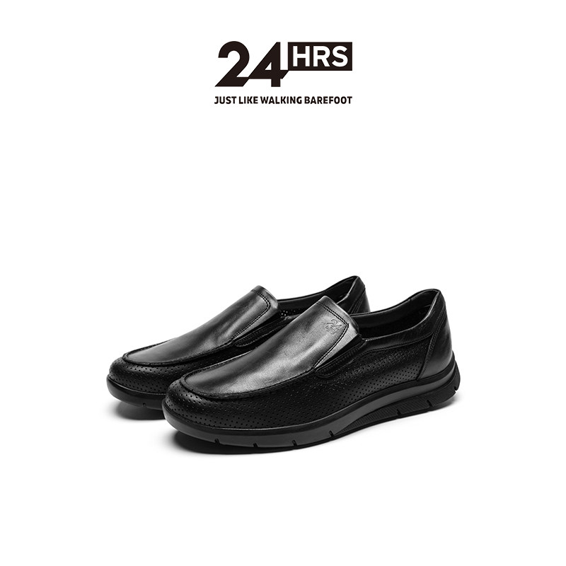 24Hrs西班牙进口打孔小牛皮男鞋