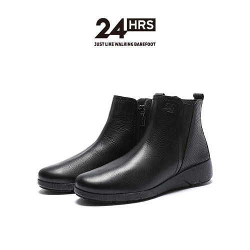 24HRS西班牙进口女士小牛皮短靴