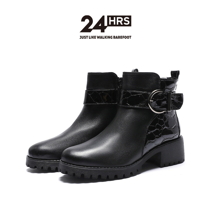 24Hrs西班牙24小时进口女士小牛皮时装靴 舒适轻盈厚底短靴H25548,女鞋,时装靴,淘宝优惠券,粉丝福利购,淘宝优惠卷