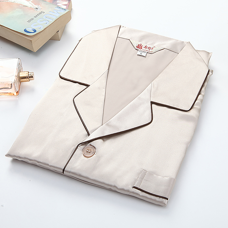 都锦生男士长袖丝绸真丝睡衣套装