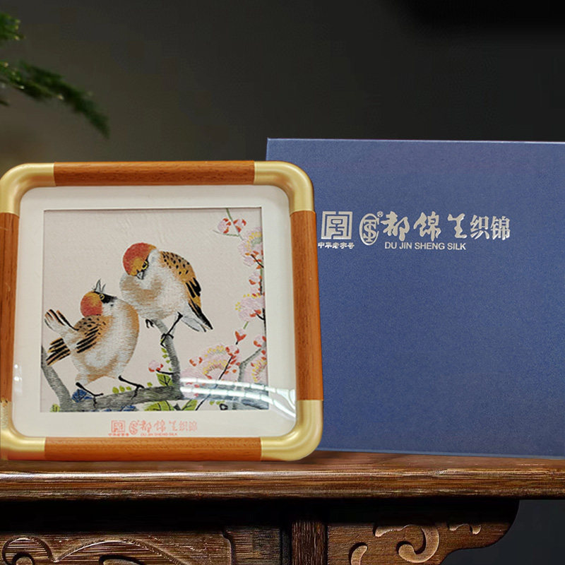 都锦生真丝五彩织锦装饰画框摆件